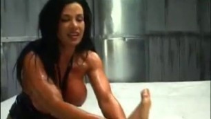 Holly Body Latex and oil wrestling and fuck Hardcore sex video