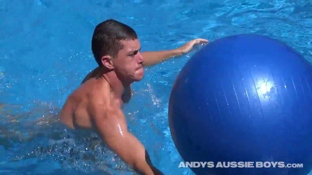 Australian Naked Jack Loves Playing Naked In the Pool With His Swiss Ball & Uncut Cock Porn Videos